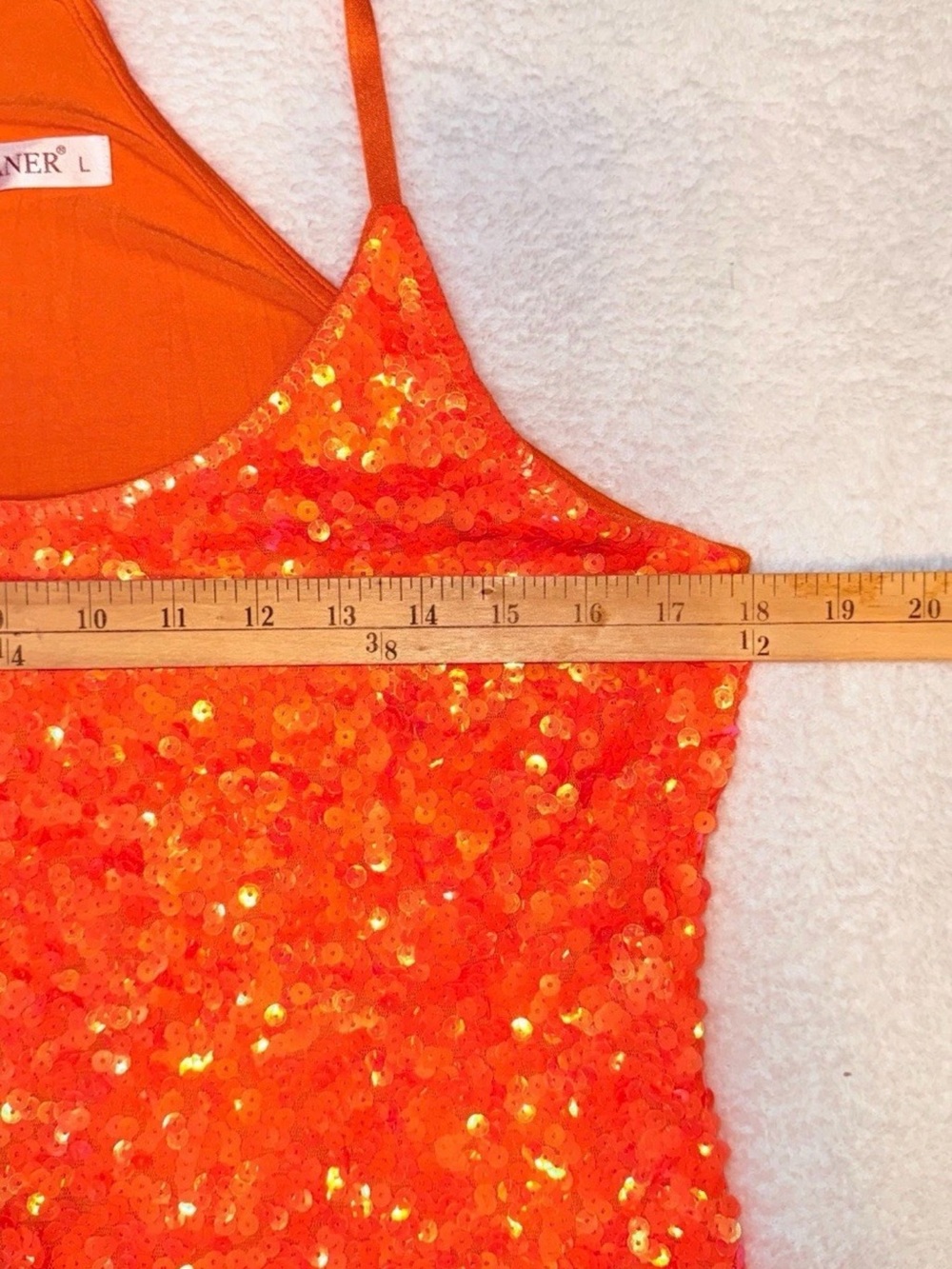 Sequin Racerback Tank Top in Vibrant Orange by - Picture 5 of 9